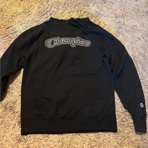 Champion Black Crewneck Sweatshirt with Logo